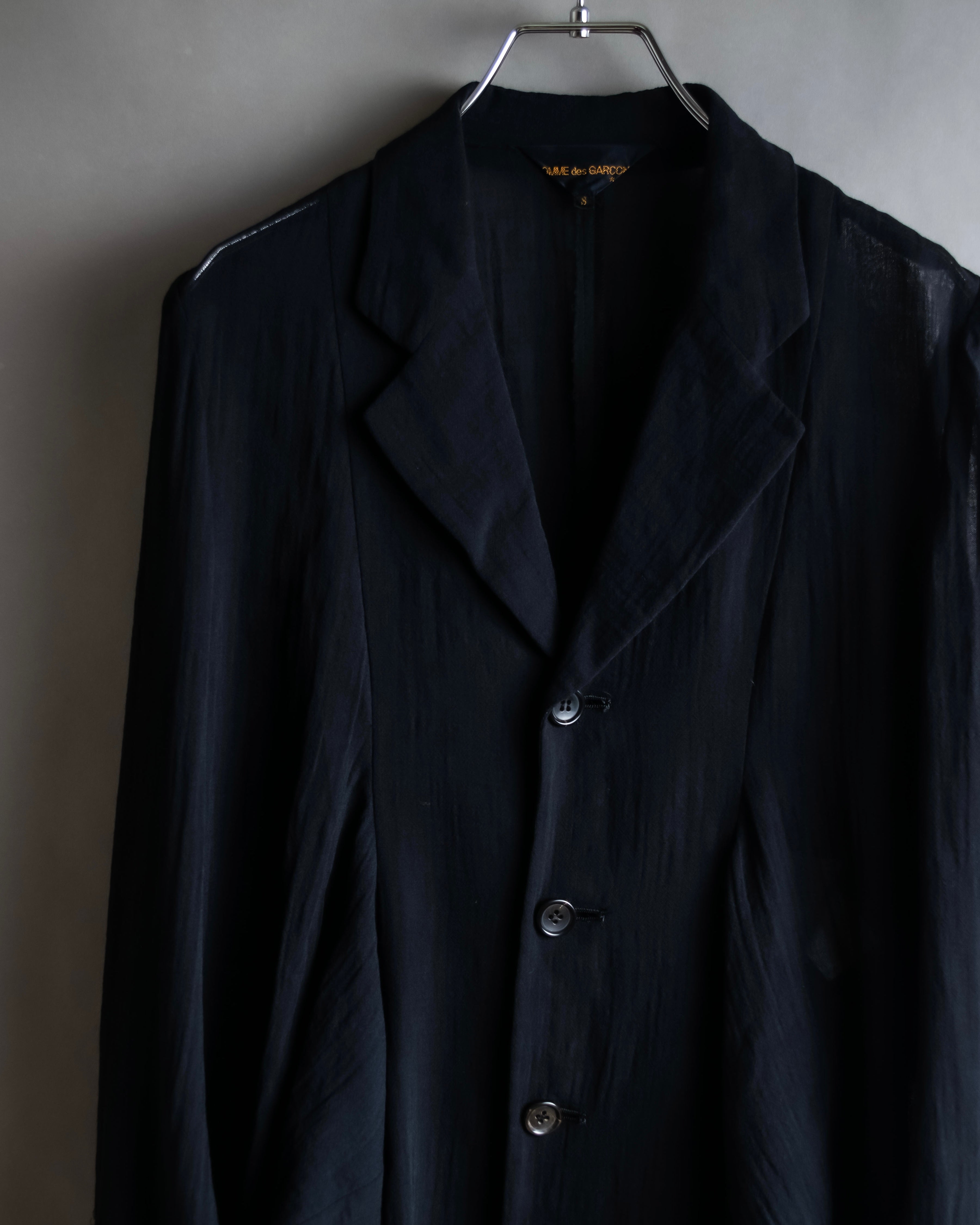 "COMME des GARCONS" 99SS sheer drape docking detail tailored jacket