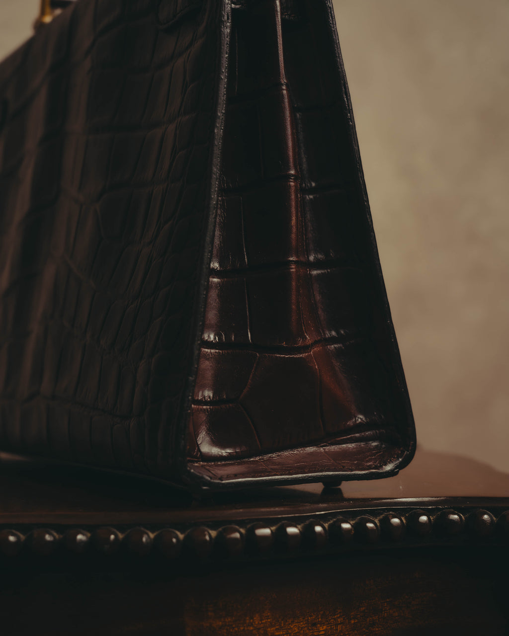-SPECIAL- "CRISTIAN FLORENCE" 90's-00's Classic crocodile embossed leather structured top handle bag