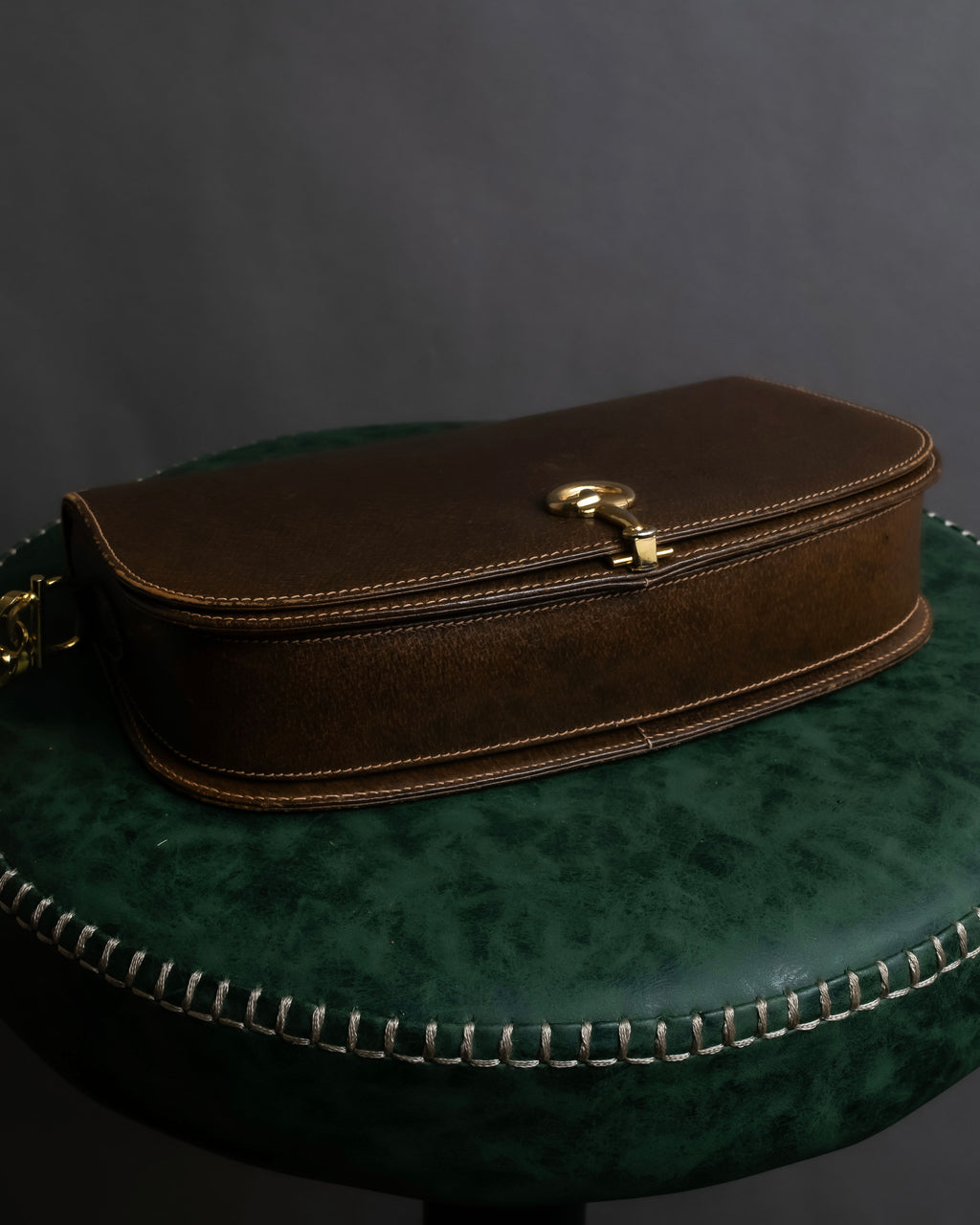 "GUCCI" Vintage horsebit motif leather shoulder bag
