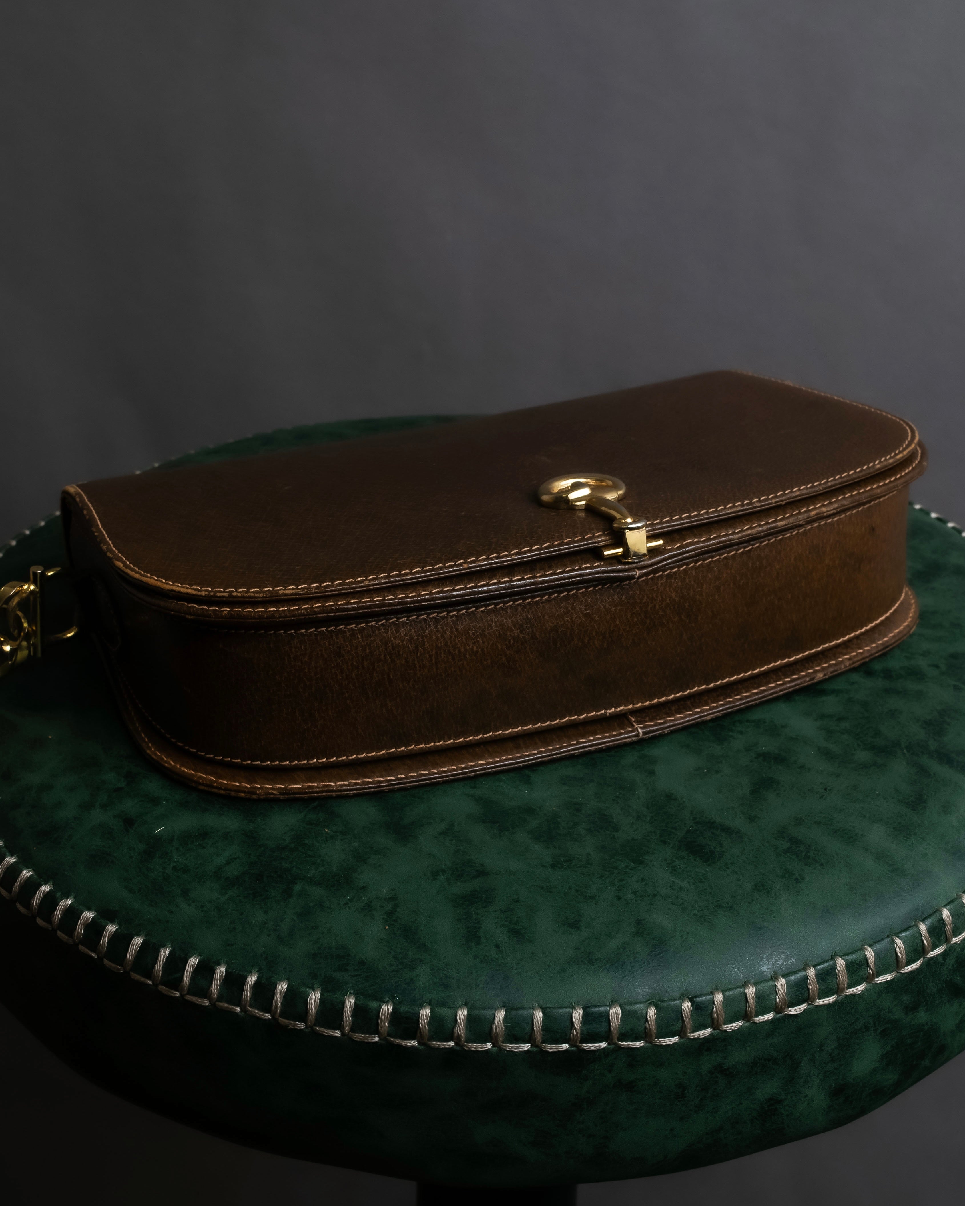 "GUCCI" Vintage horsebit motif leather shoulder bag
