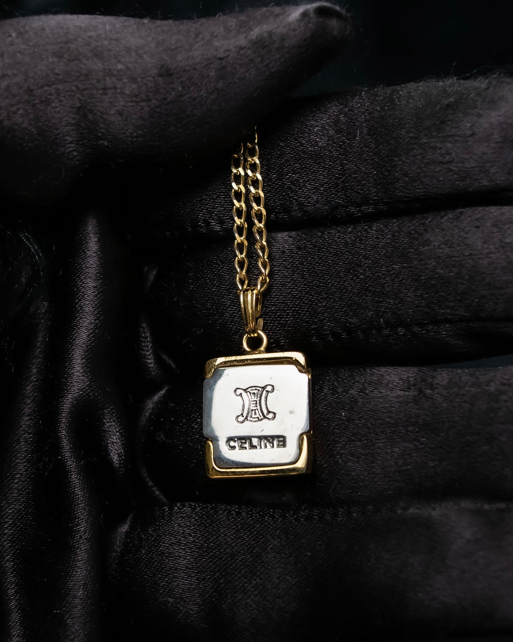 "CELINE" Logo pendant necklace