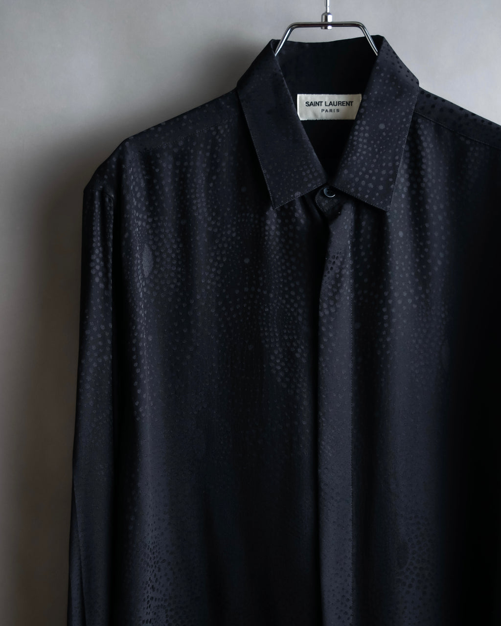"Saint Laurent" Jacquard pattern silk satin shirt