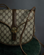 "GUCCI" 1970-80's Clasp design GG logo pattern shoulder bag