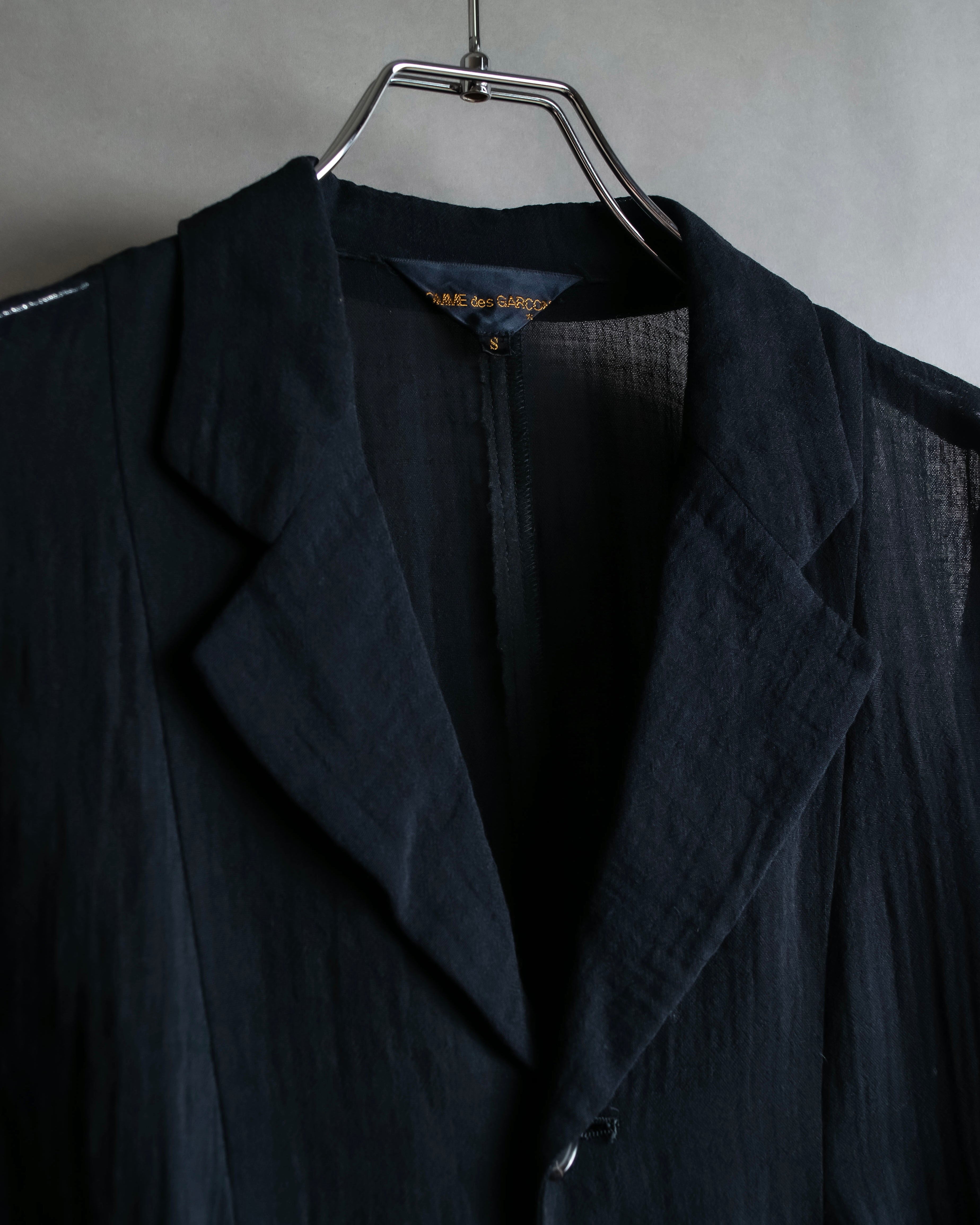 "COMME des GARCONS" 99SS sheer drape docking detail tailored jacket