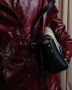 "Chloe" Leather &amp; canvas combination design chain crossbody bag