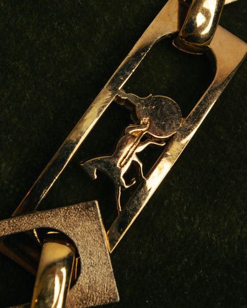 "CELINE" 70's-80's Sulky motif gold metal chain belt