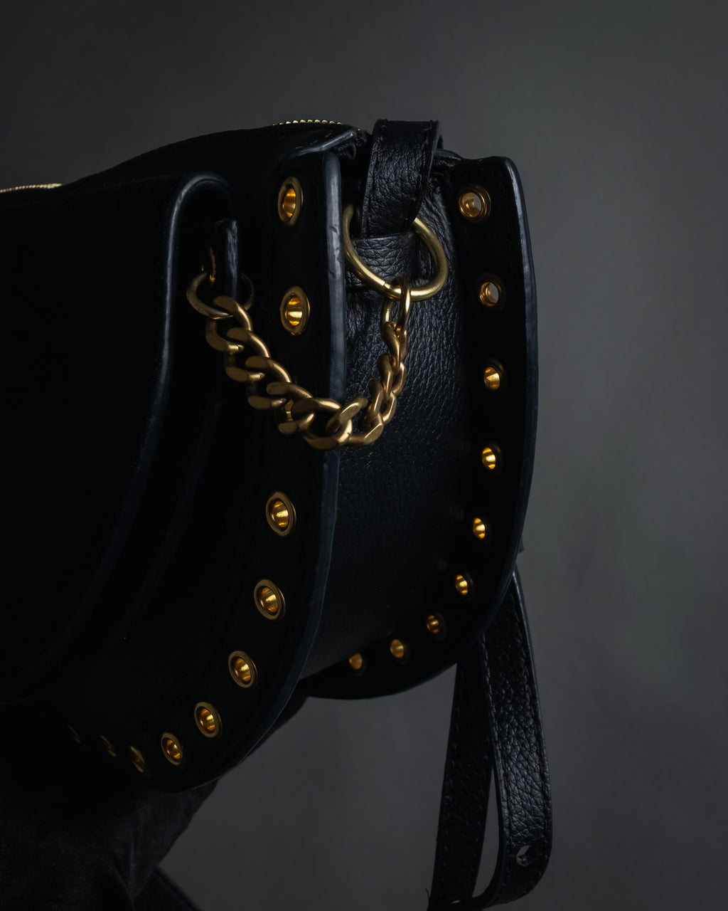 "See by Chloé" Half-moon grommet-detail suede shoulder bag