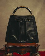 –SPECIAL– “GUCCI” 90’s-00’s Bamboo handle drawstring leather tote bag