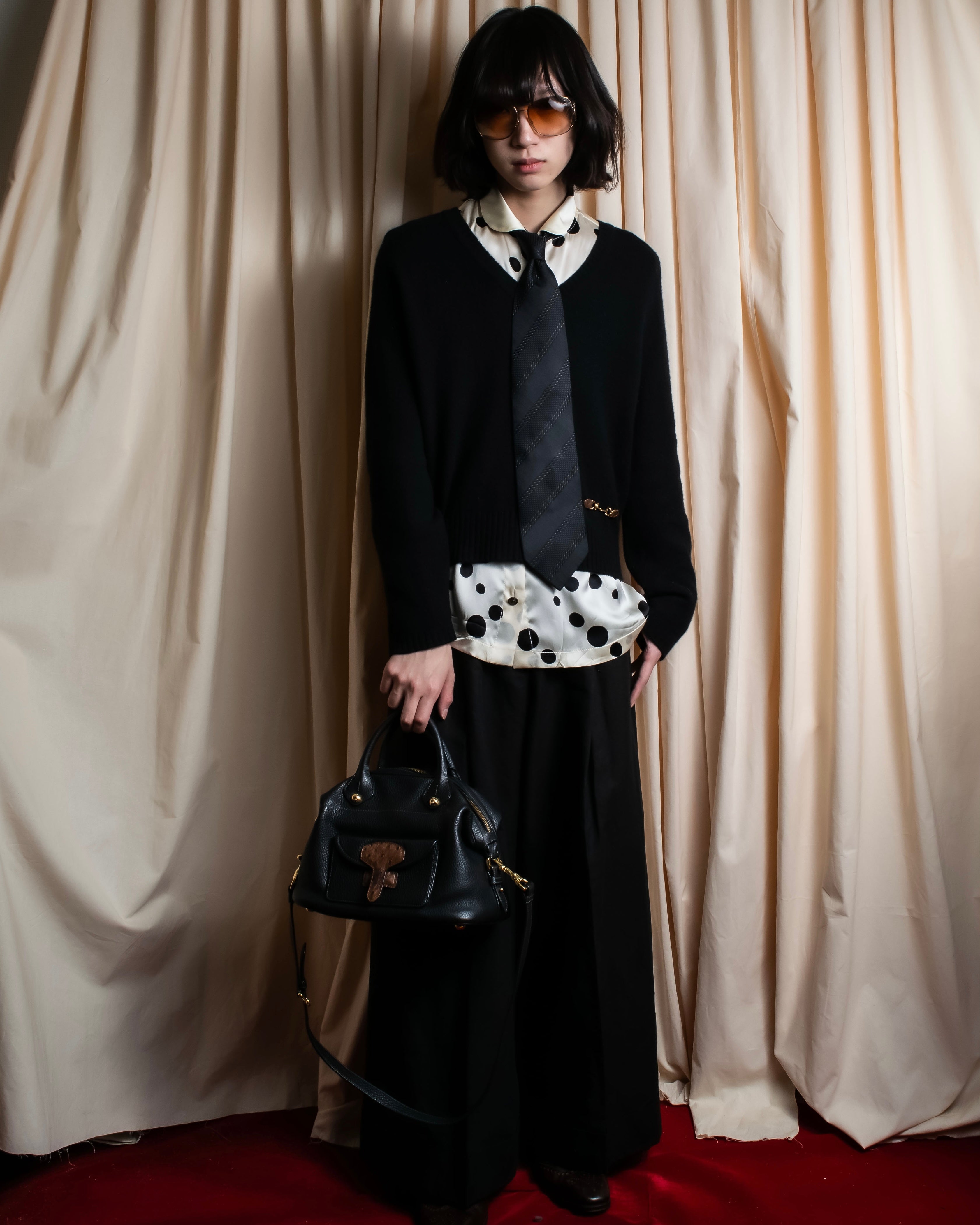 "GIORGIO ARMANI" Mixed material striped necktie