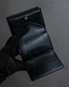 "BALENCIAGA" Logo engraved compact leather tri-fold wallet