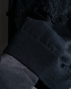 "VALENTINO" Ruffle＆lace design black knit