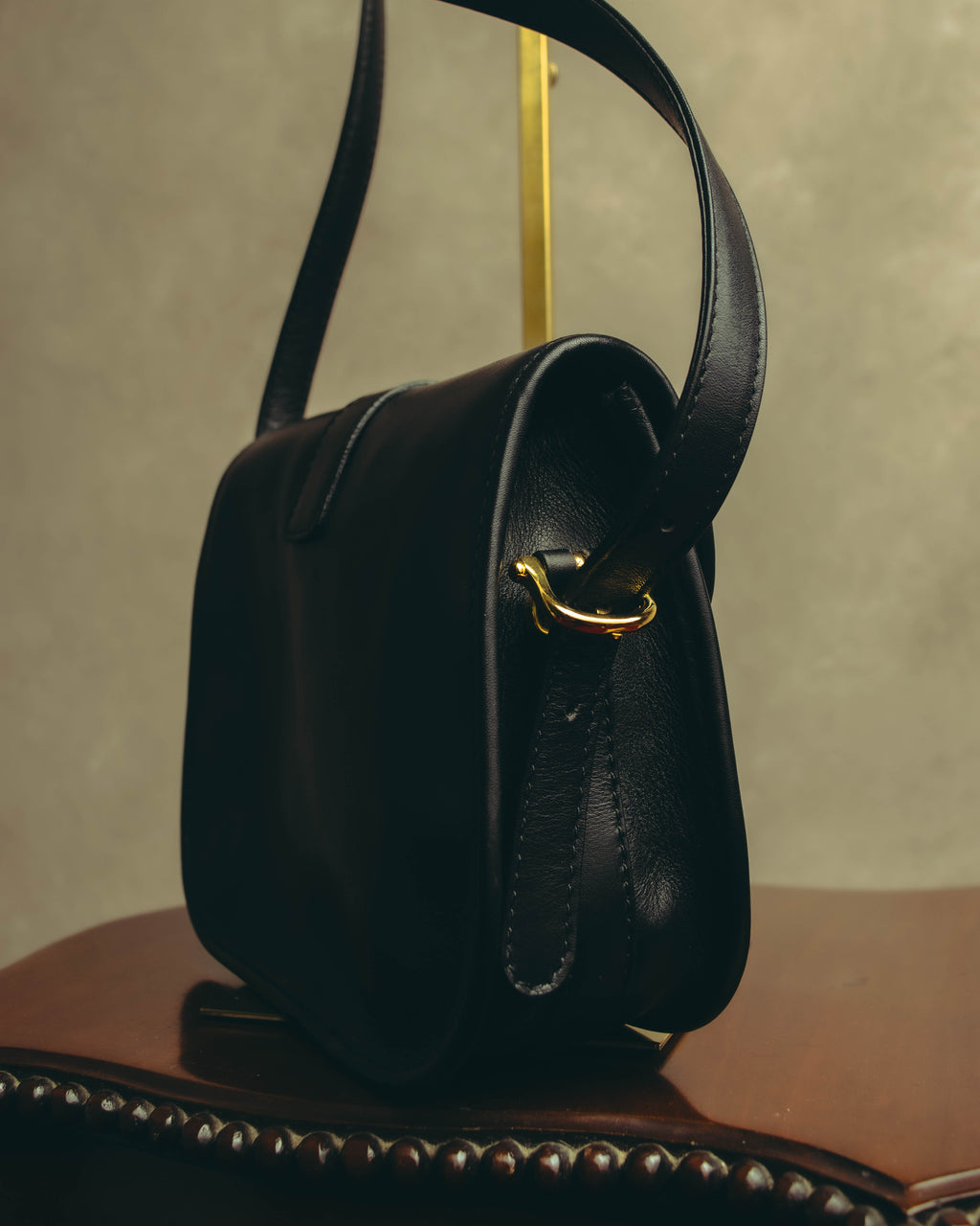 “CELINE” 90’s-00’s Ring lock leather shoulder bag