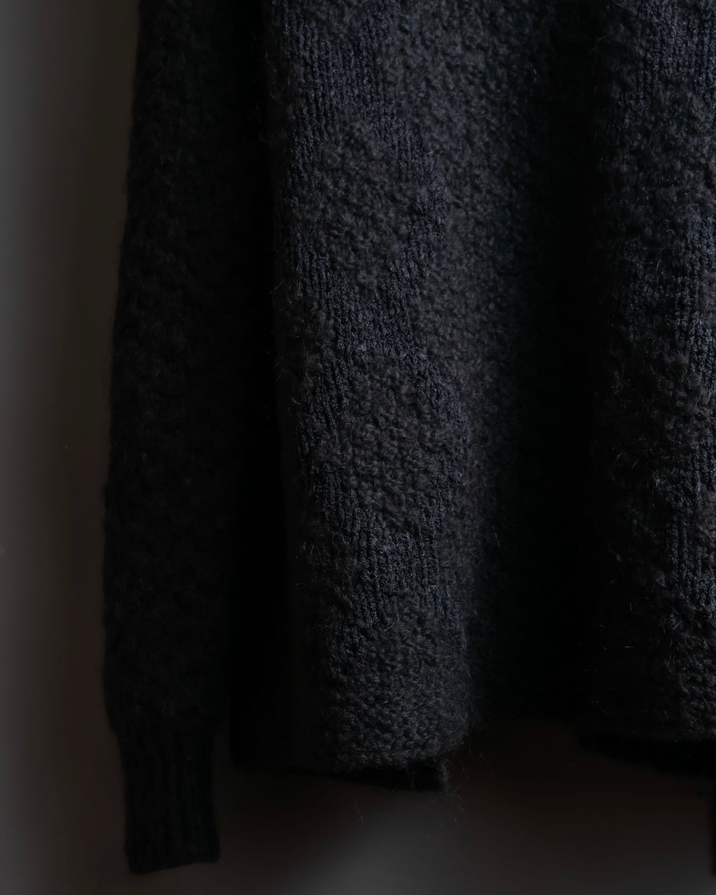 "YVES SAINT LAURENT" Ribbon design stand collar low gauge cardigan