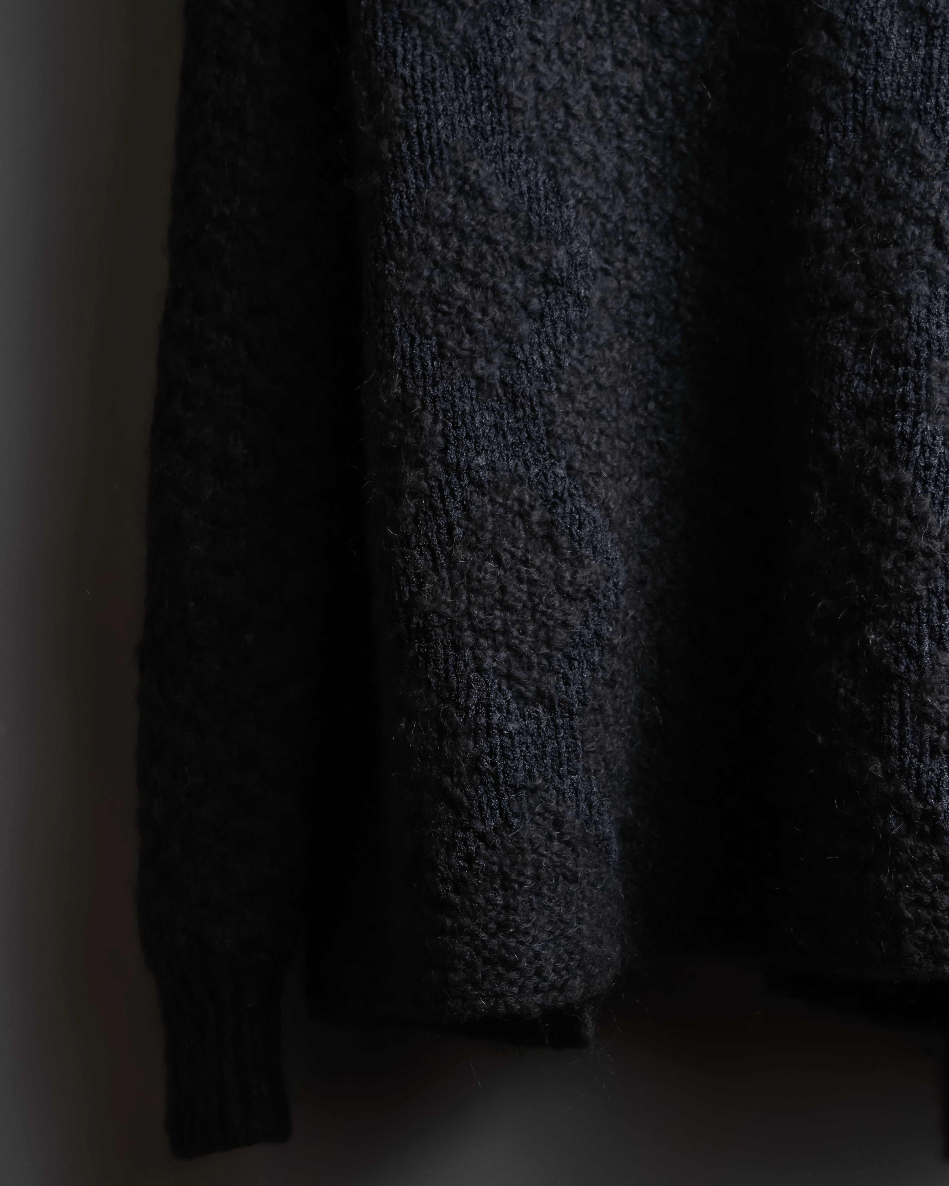 "YVES SAINT LAURENT" Ribbon design stand collar low gauge cardigan