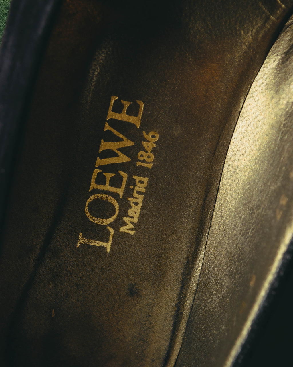 "LOEWE" 80's-00's Black suede loafer pumps