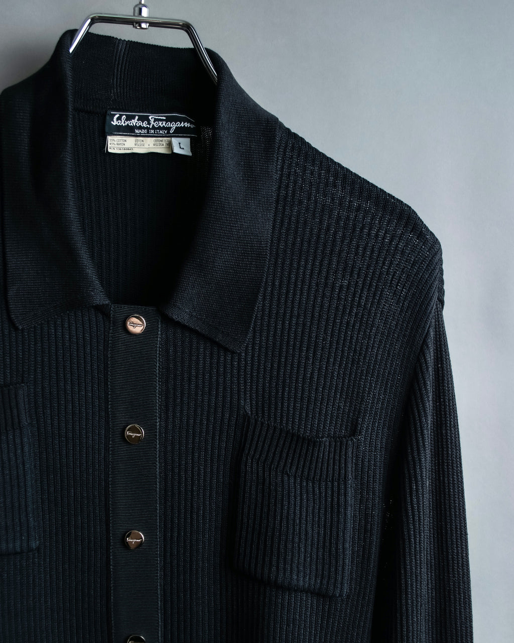 "Salvatore Ferragamo"Cotton x rayon summer knit shirt