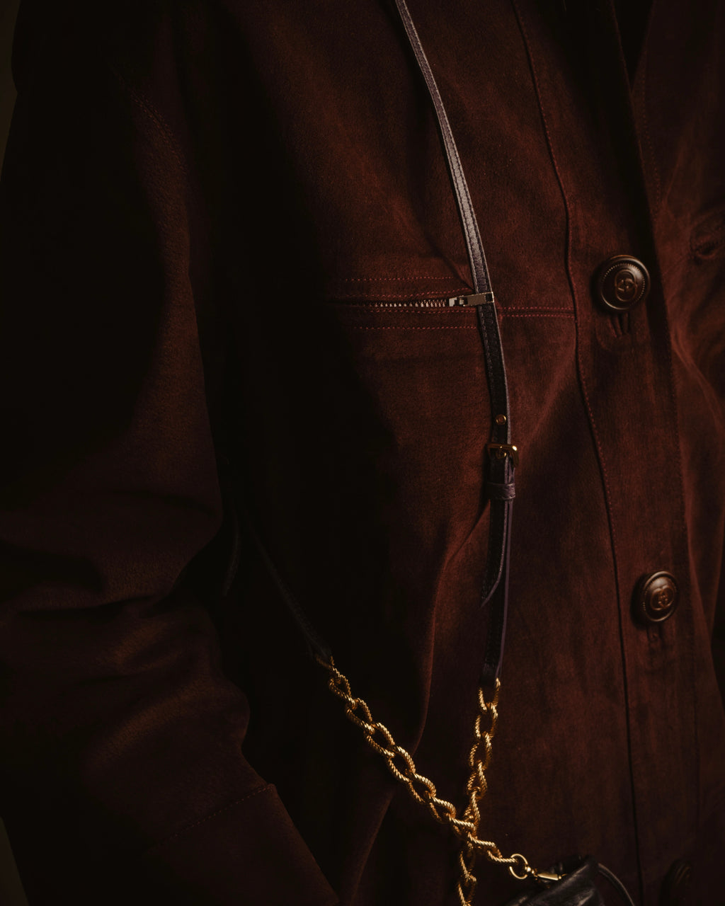 -SPECIAL- "GUCCI" 70’s Suede leather round collar coat