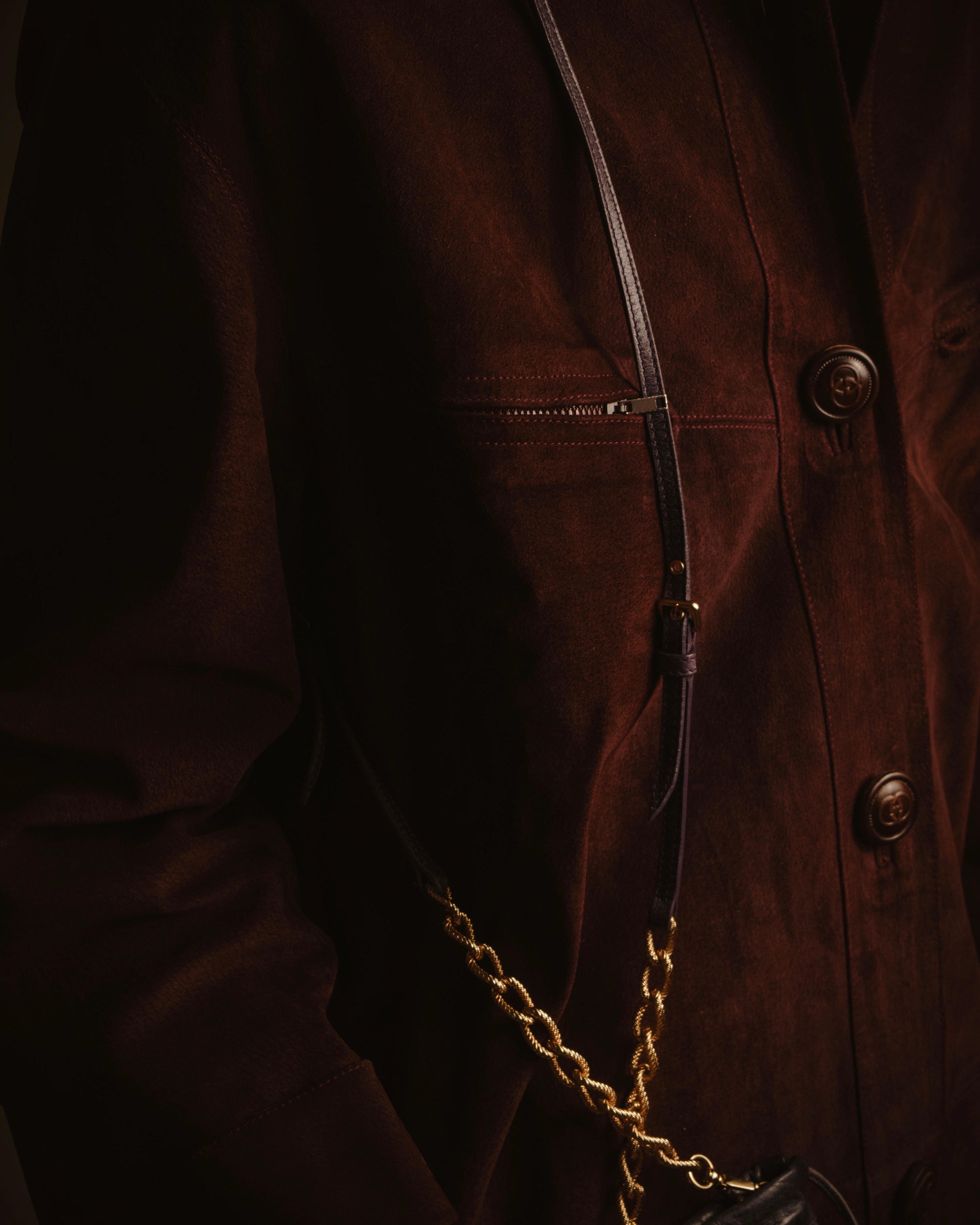 -SPECIAL- "GUCCI" 70’s Suede leather round collar coat