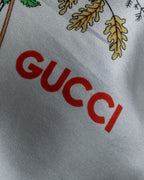 "GUCCI" 80's Flora motif vintage silk scarf