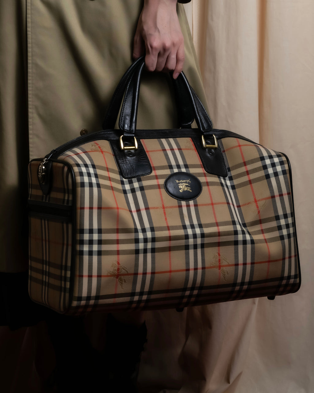 "BURBERRYS" Nova check canvas boston bag