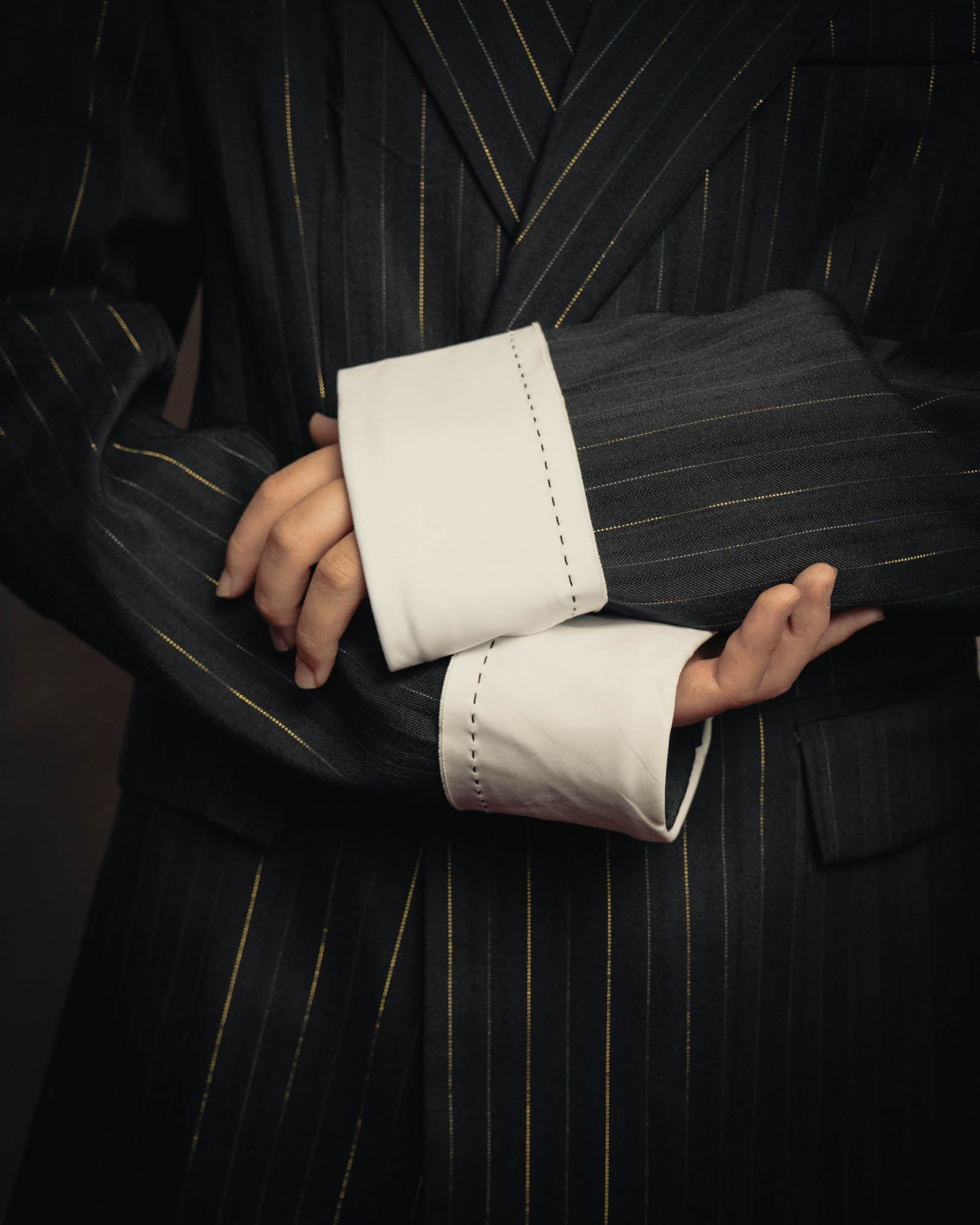 -SPECIAL-“SAINT LAURENT” 18's- Modern pinstripe double breasted jacket