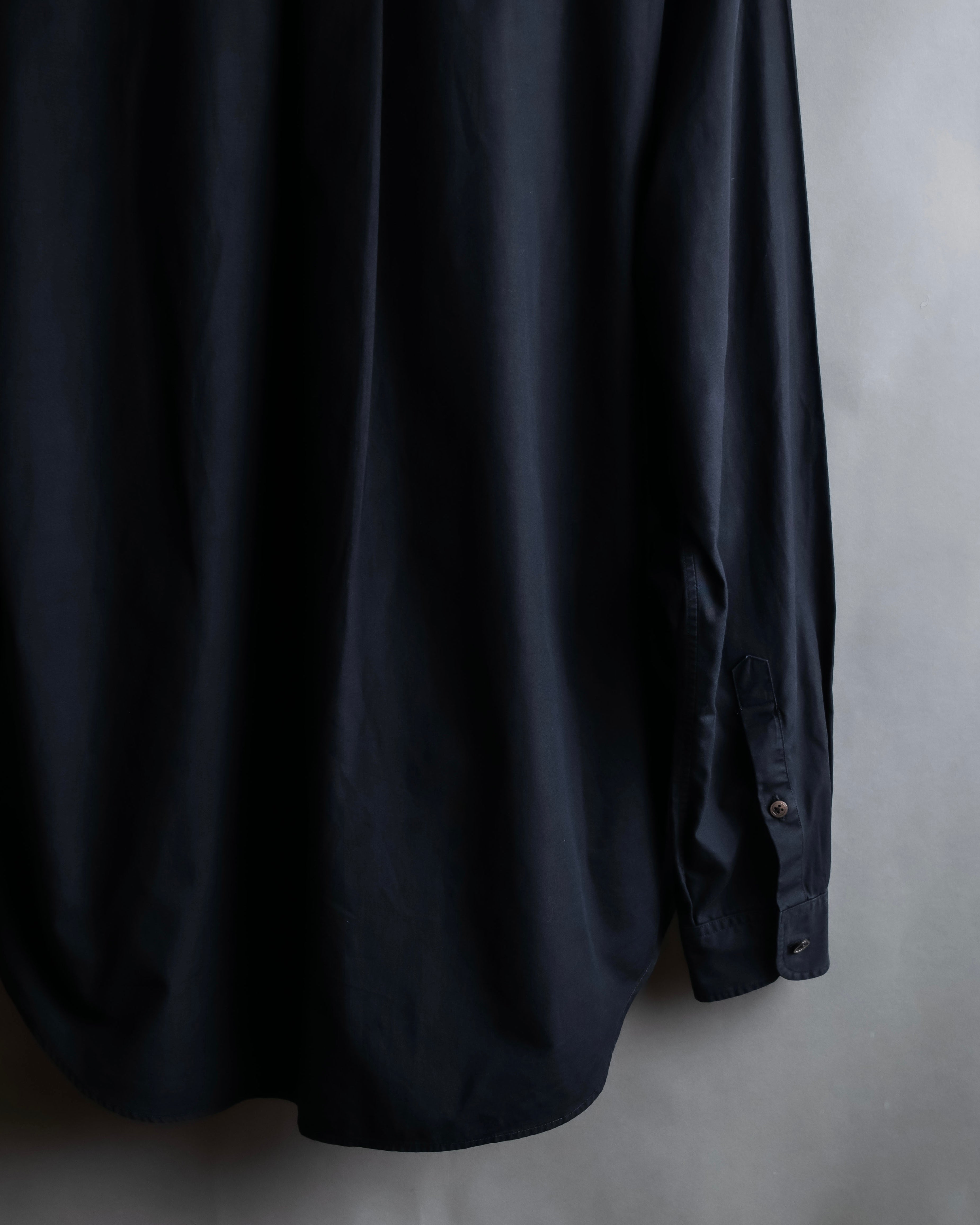 "Yohji Yamamoto COSTUME d’HOMME" Minimal detail cotton poplin black shirt