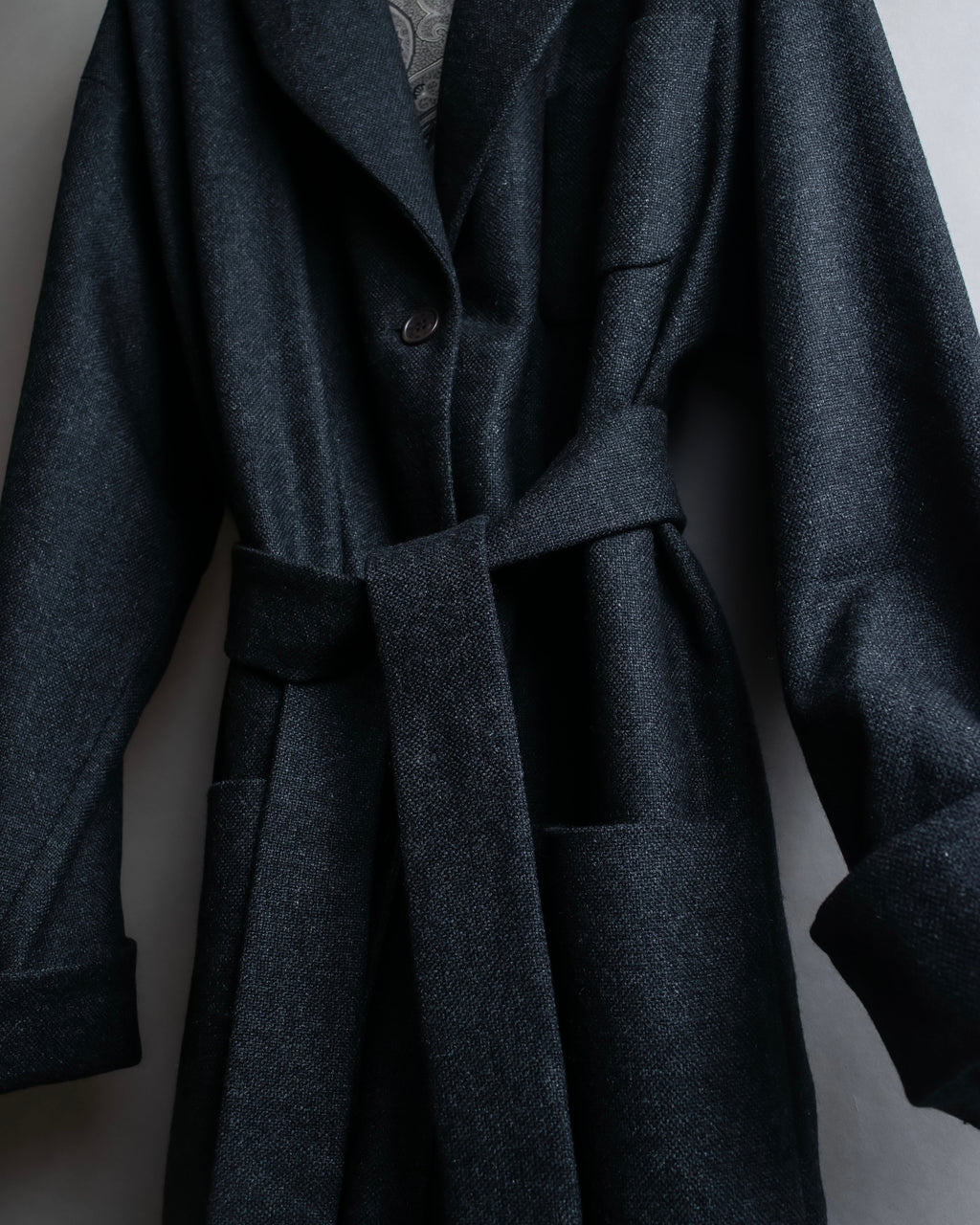 "ETRO" Shawl collar belted mid-length coat