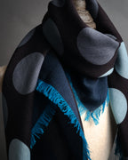 “HERMÈS” 10's-20's Polka dot wool silk fringed stole