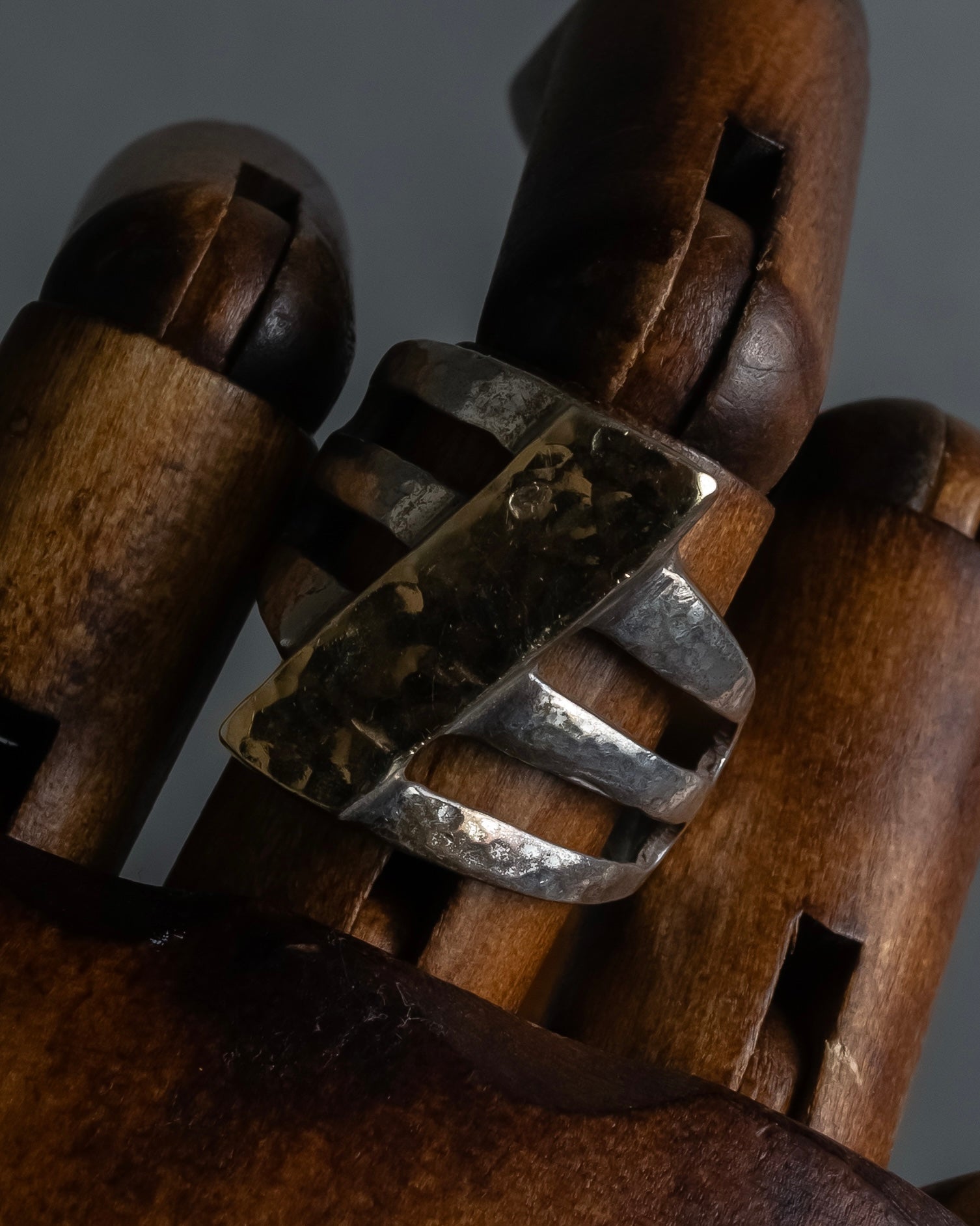 "Vintage gold combination silver ring"