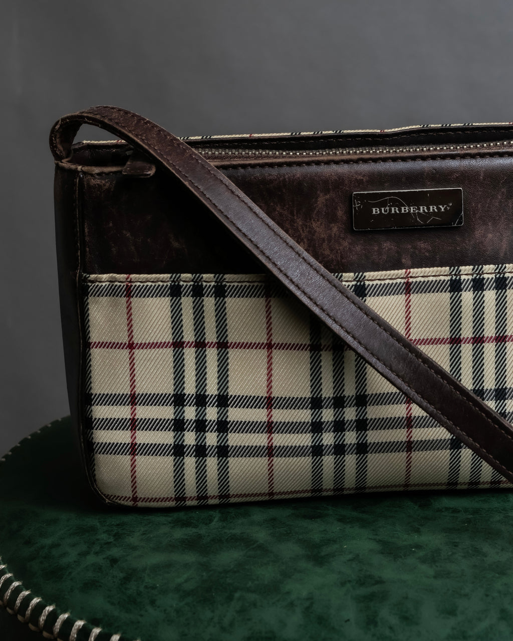 "BURBERRY" Nova check pattern leather combination shoulder bag