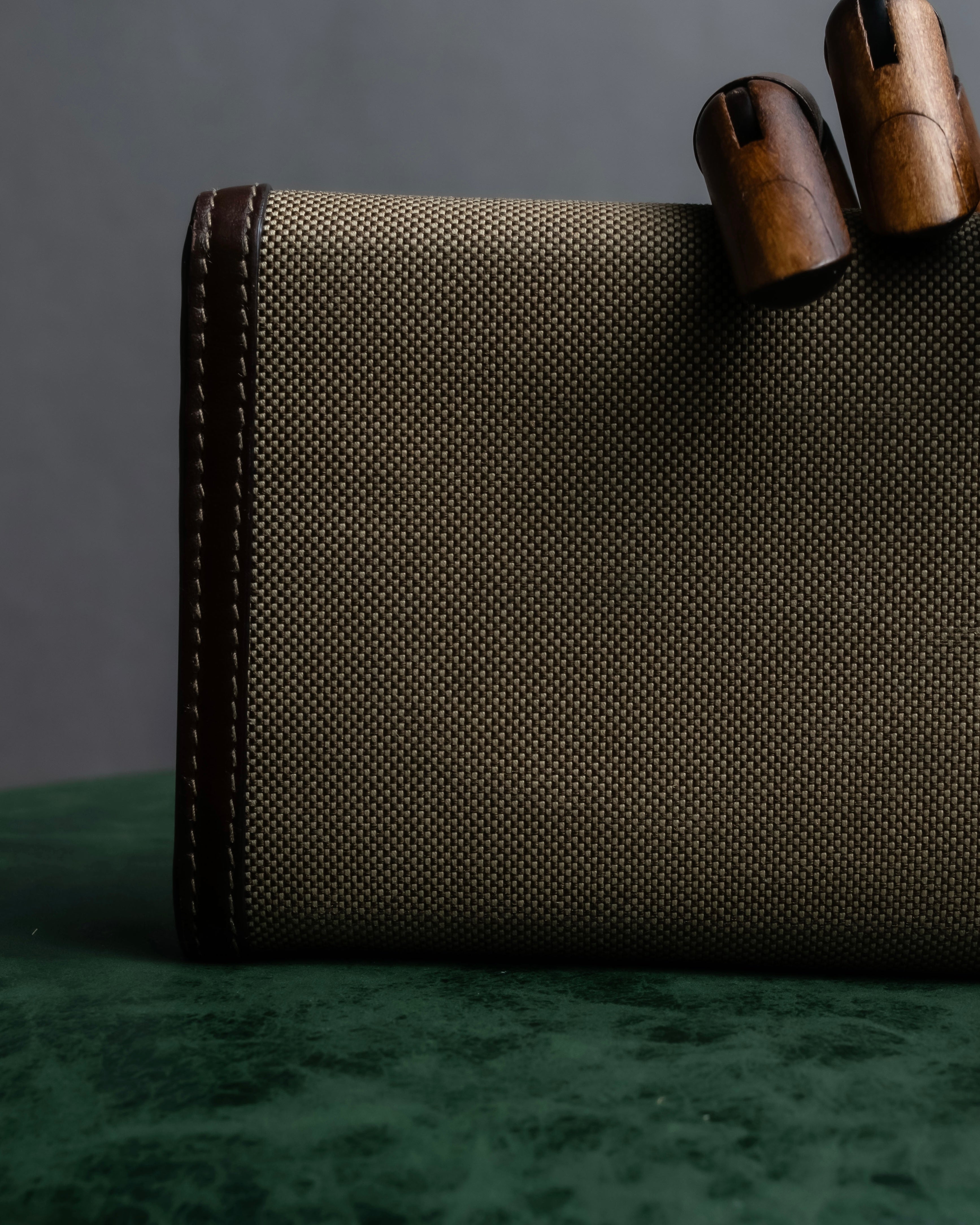 "PRADA" Logo engraved canvas combination long wallet