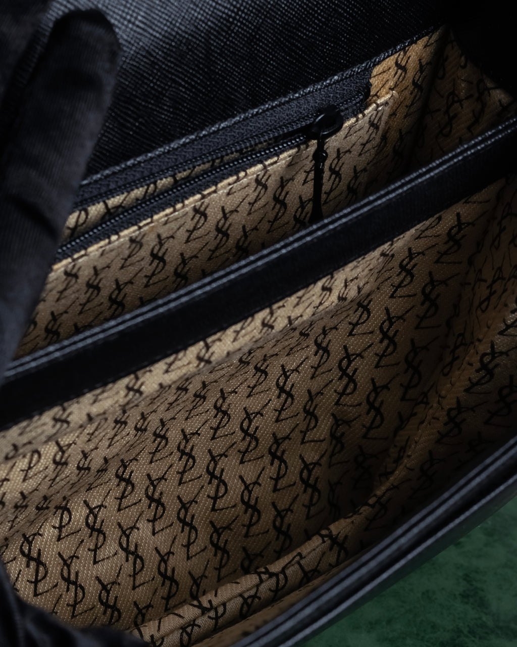 "YVES SAINT LAURENT" Cassandra logo engraved flap design leather bag