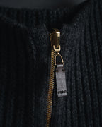 "GUCCI" 2010-11AW ribbed zip-front fringe knit vest