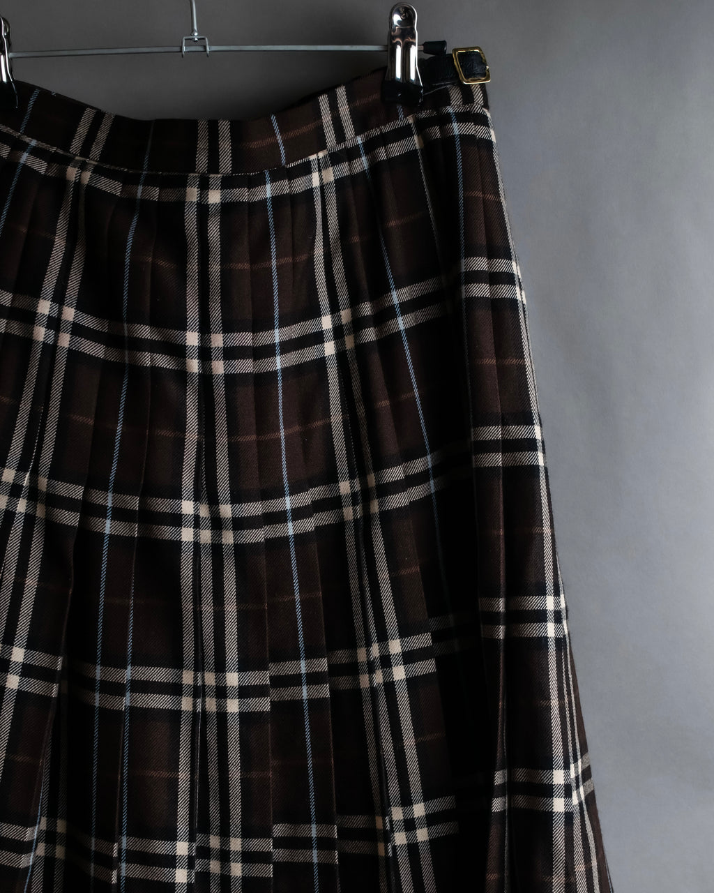 "BURBERRY" Brown tartan check pleated wrap skirt