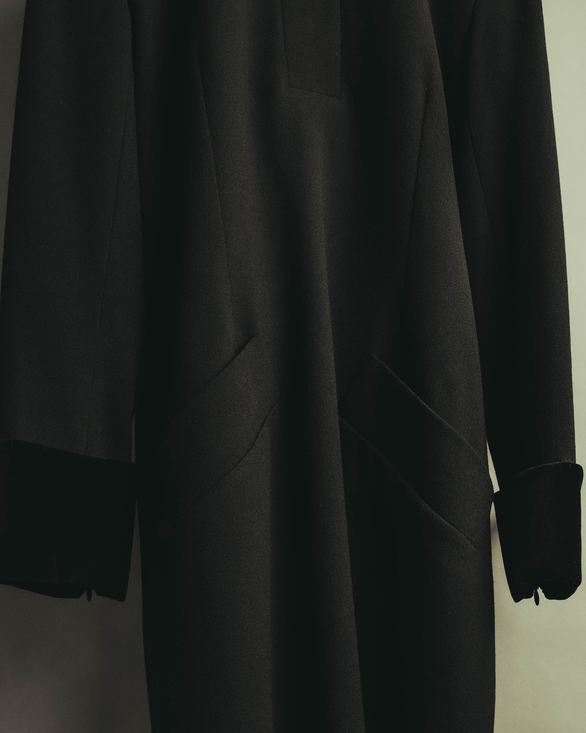 "CELINE" 80's Velvet collar maxi coat dress