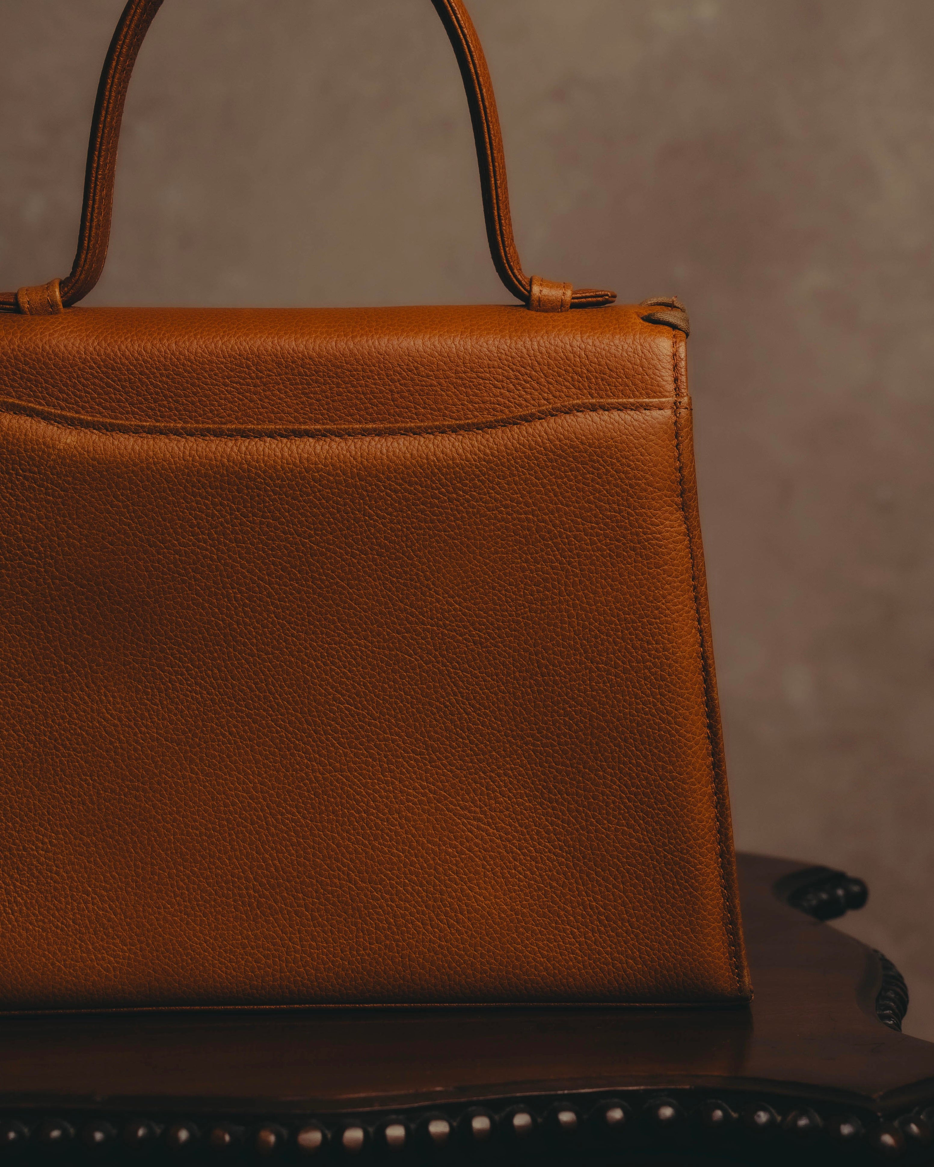 "Yves Saint Laurent" 70's-80's Cognac leather top handle bag