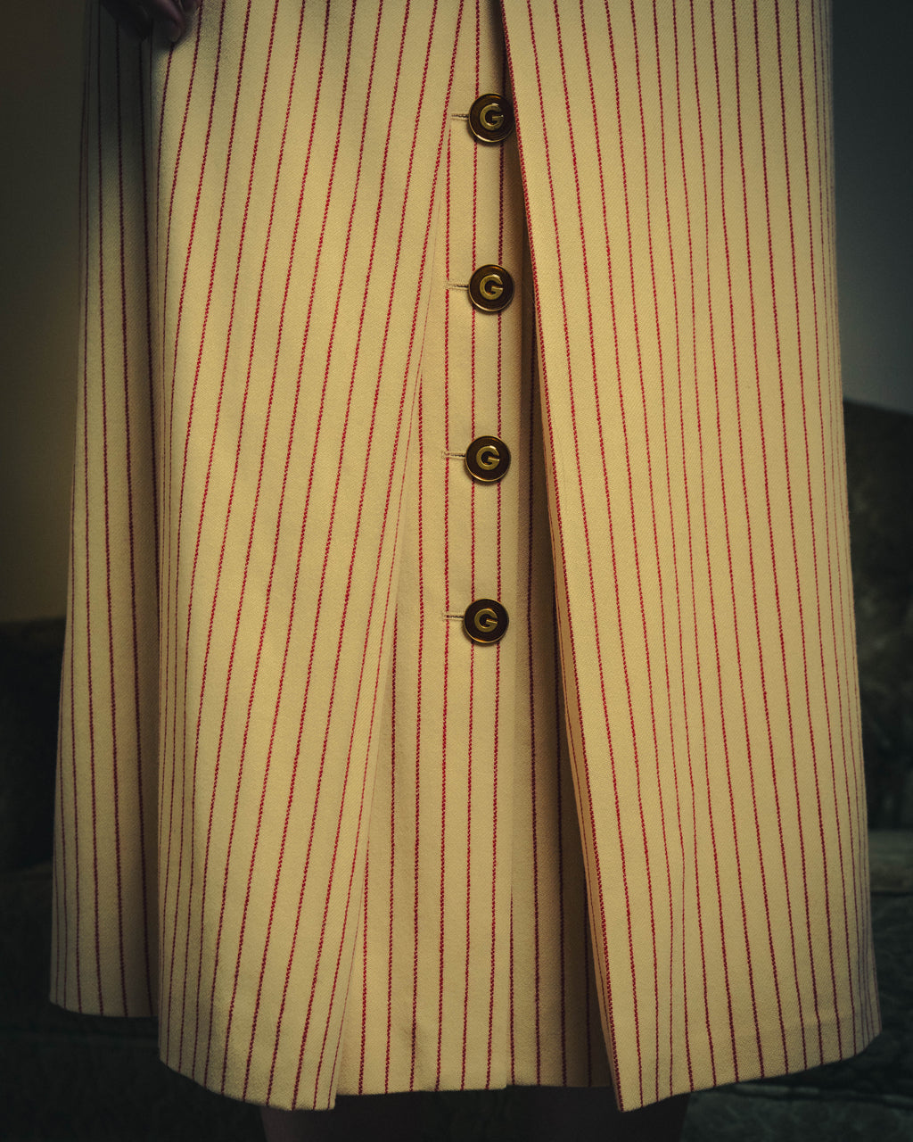 -SPECIAL- “GUCCI” 2015-2022 vintage inspired horsebit striped wool skirt