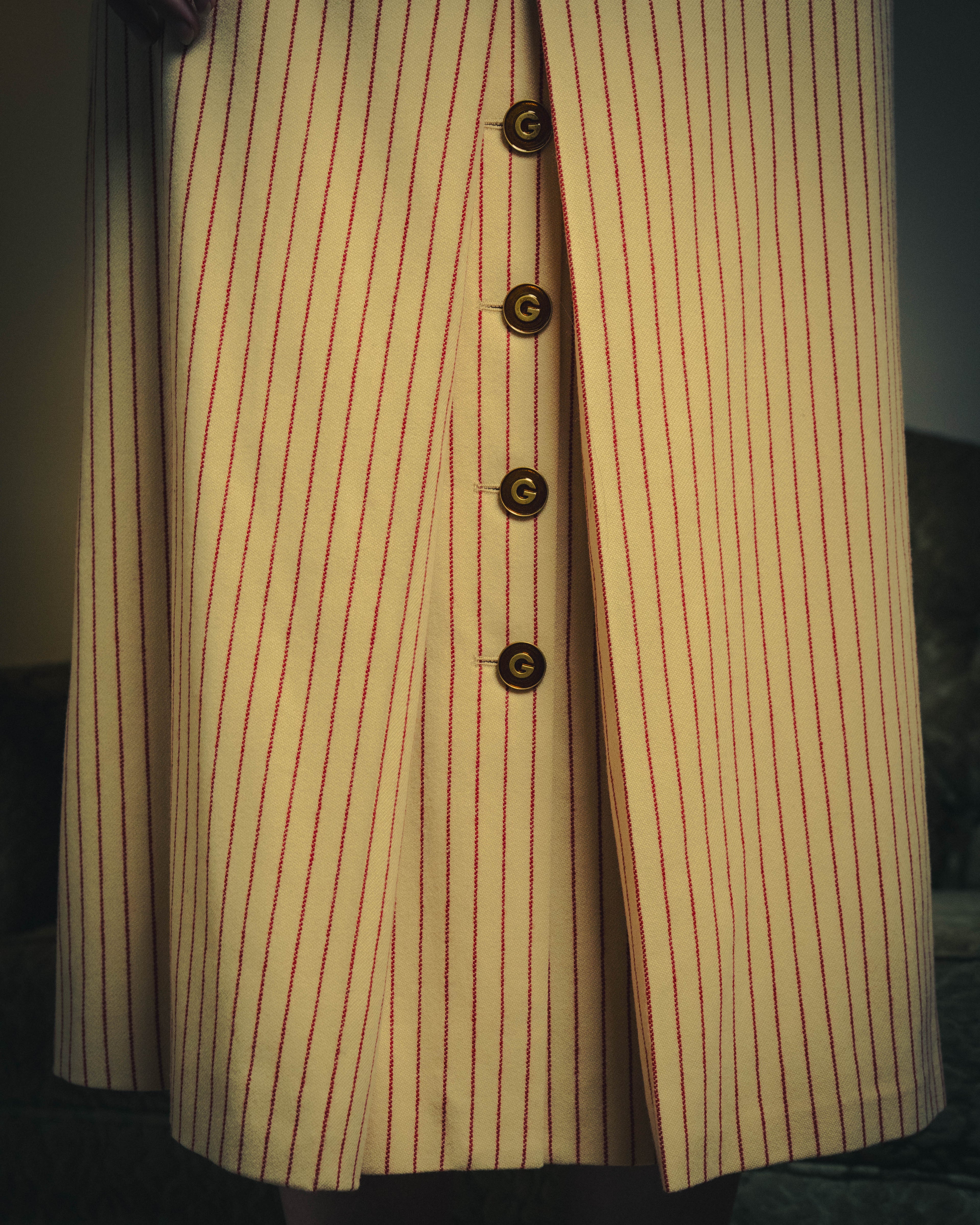 -SPECIAL- “GUCCI” 2015-2022 vintage inspired horsebit striped wool skirt