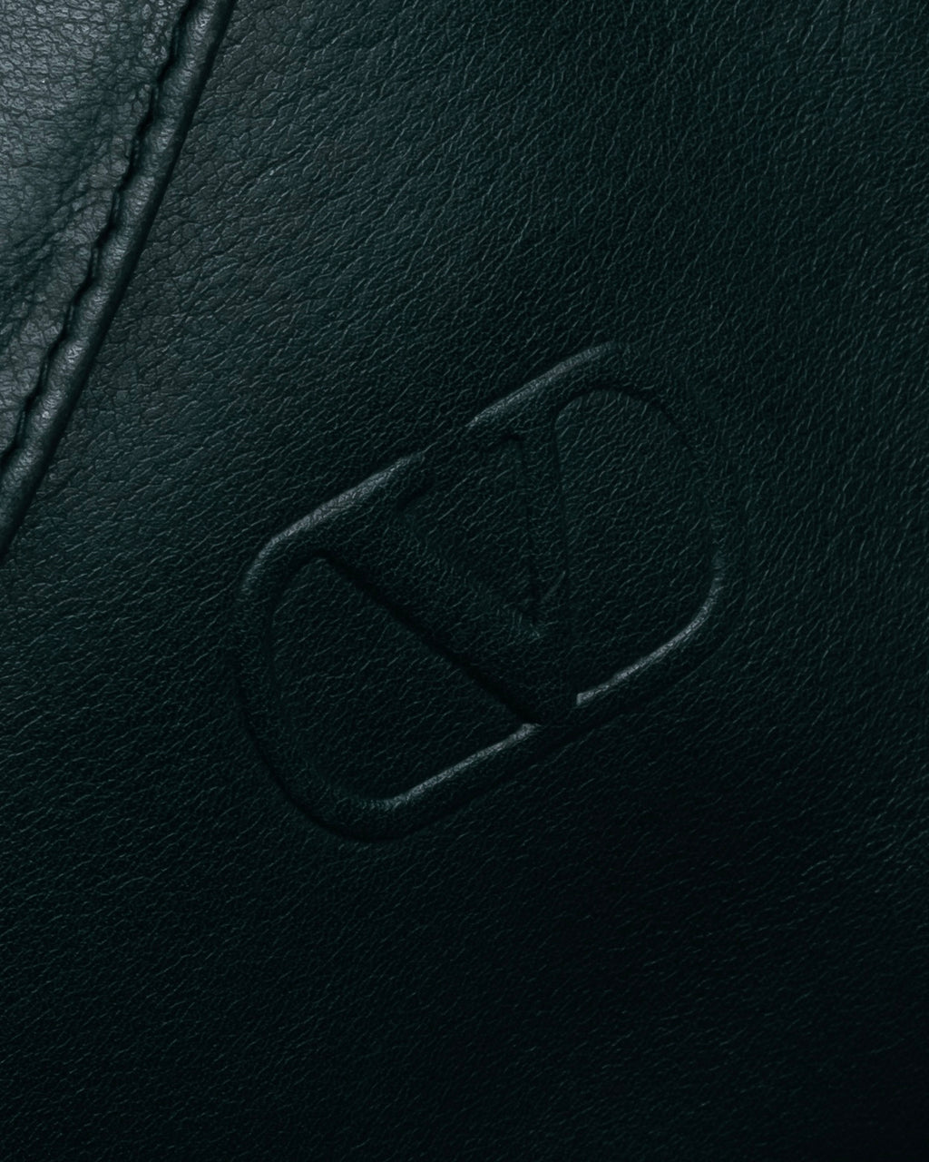 "Valentino Garavani" 80's Knot detail logo engraved dark green leather bag