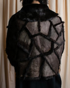 "GIVENCHY" Fur & leather used reversible short shawl collar jacket
