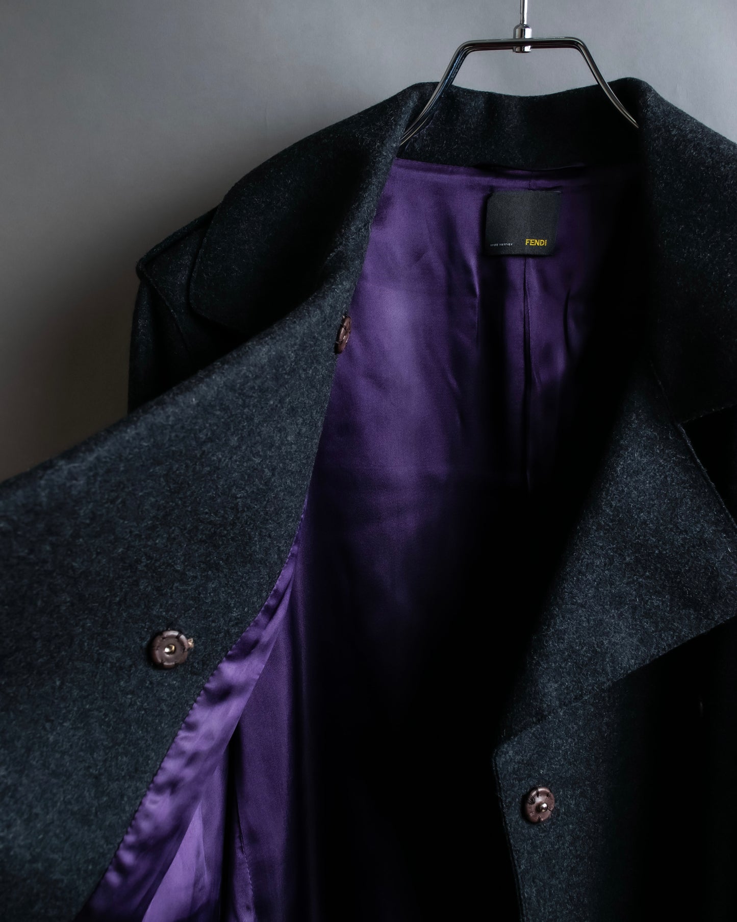 "FENDI" Snap button detail belted trench coat