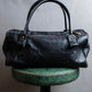 "Chloe" Eclipse series logo engraved leather mini boston bag