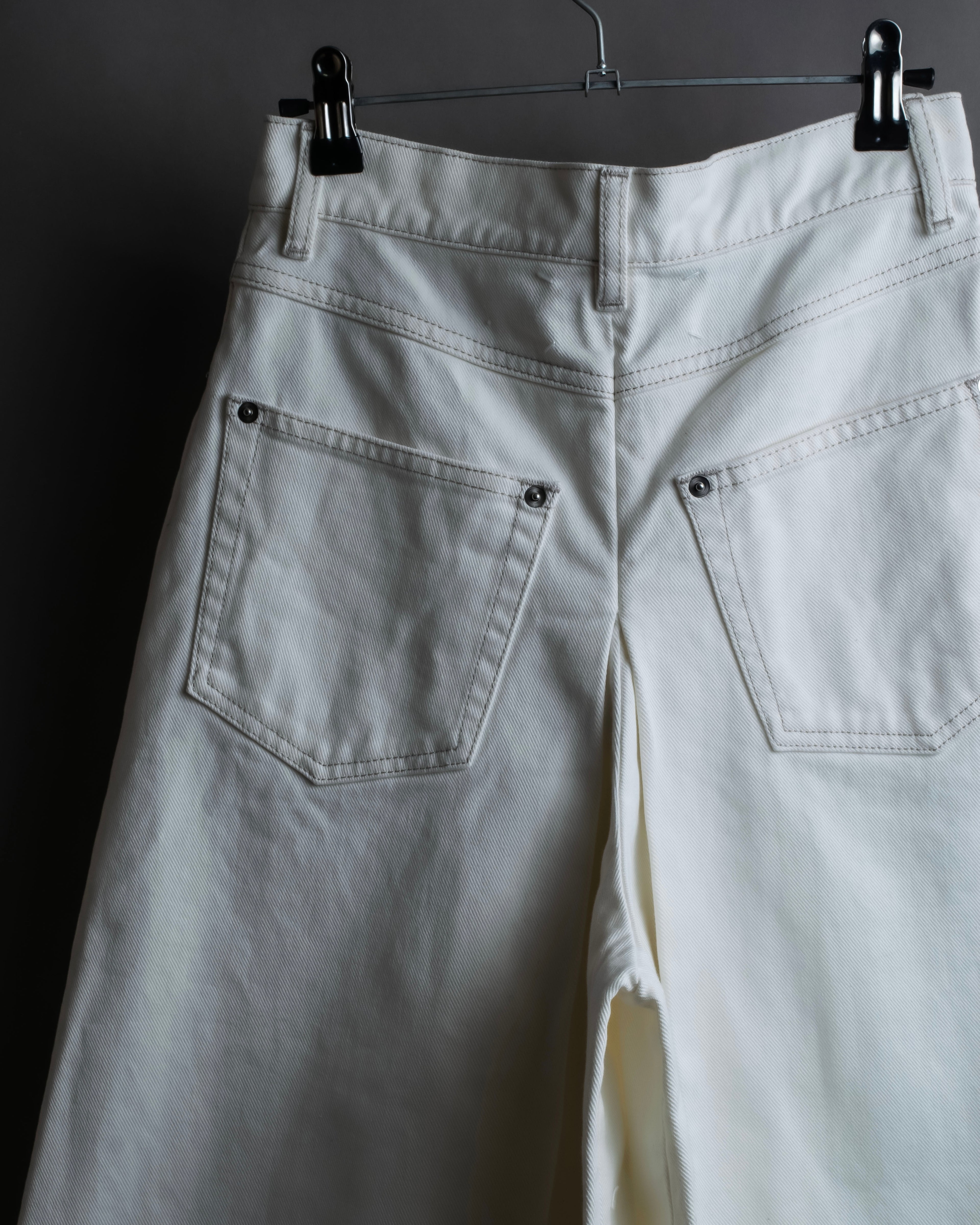 "MAISON MARGIELA" 21SS Washed raw cut flared cropped denim pants