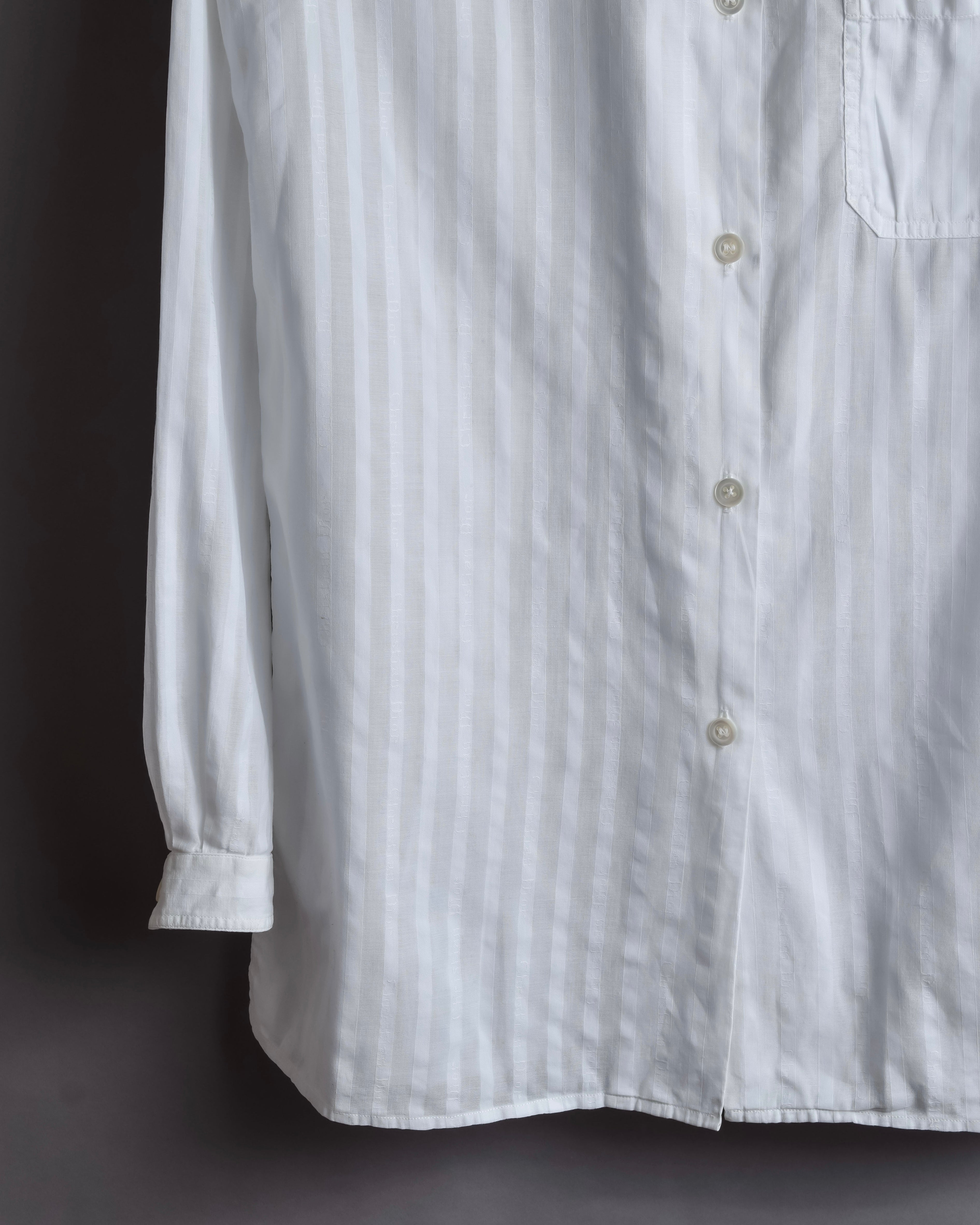 "Christian Dior" 90's Logo engraved striped shirt