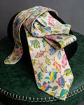 "GUCCI" Colorful fish motif silk neck tie