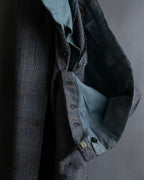 Pantalones vintage con detalle de botones, ventana de estampado a cuadros