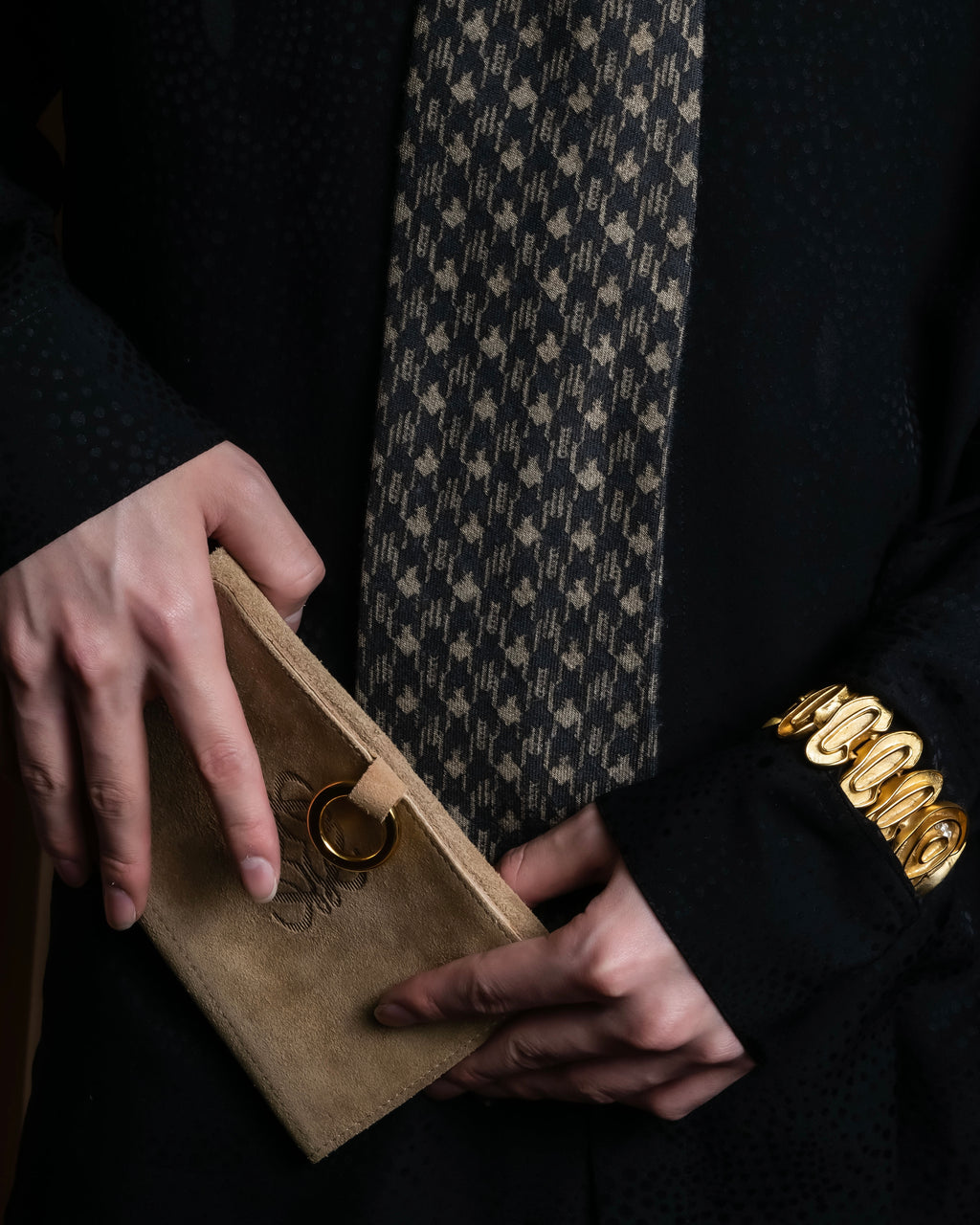 "ARMANI COLLEZIONI" Houndstooth wool necktie