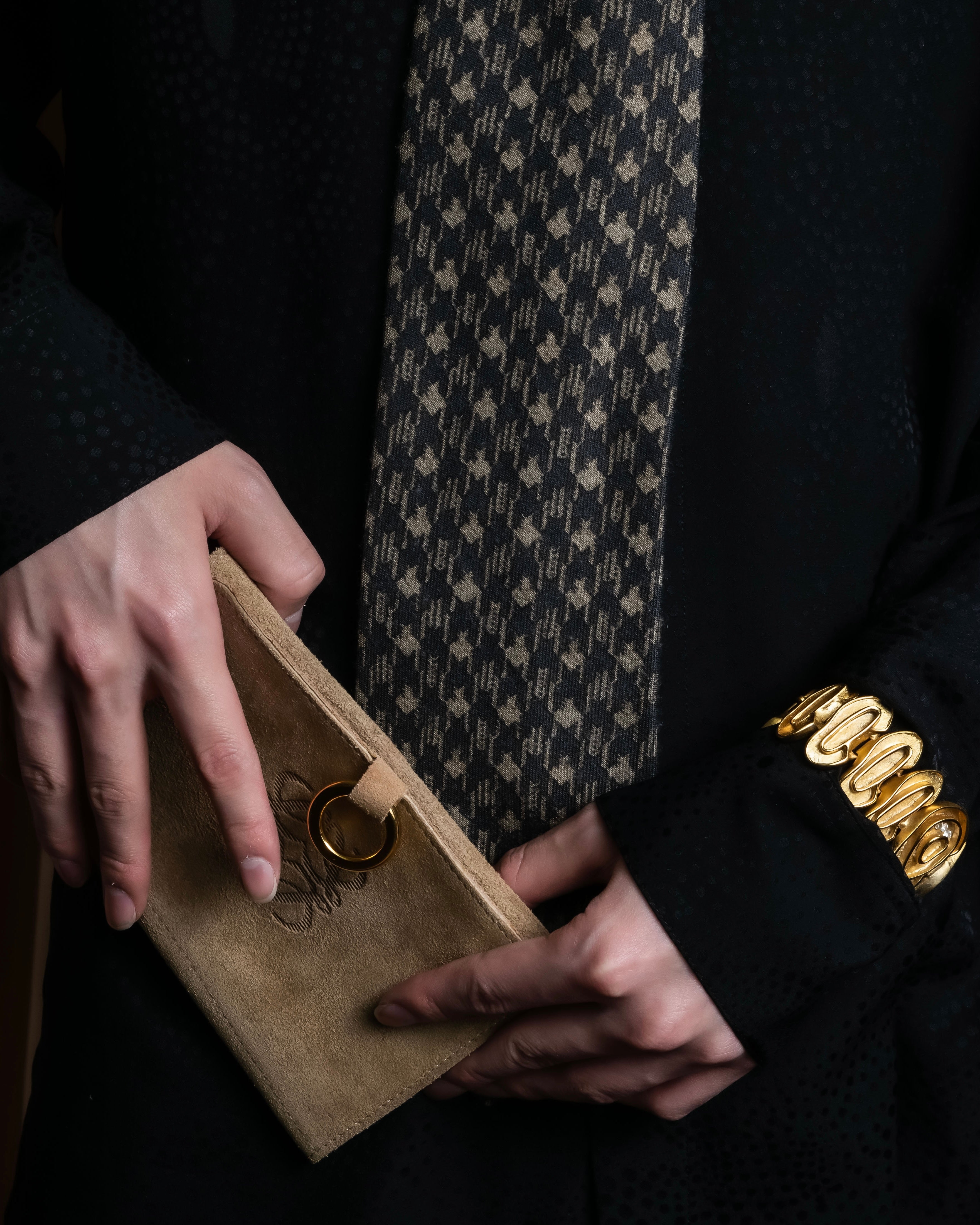 "ARMANI COLLEZIONI" Houndstooth wool necktie