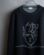 "Saint Laurent" Handsome face embroidery mohair blend oversized knit