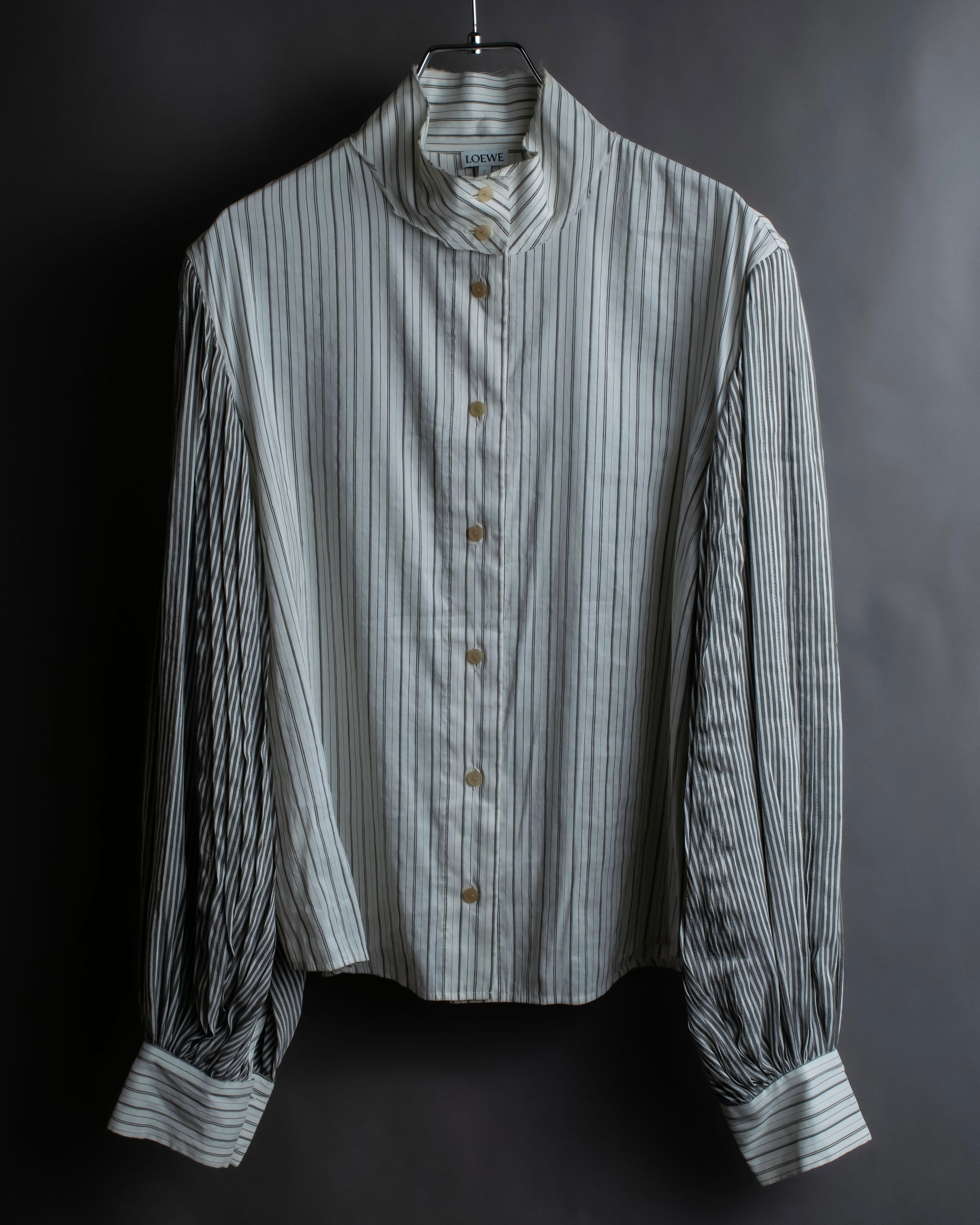 "LOEWE" Balloon sleeve striped high neck shirt